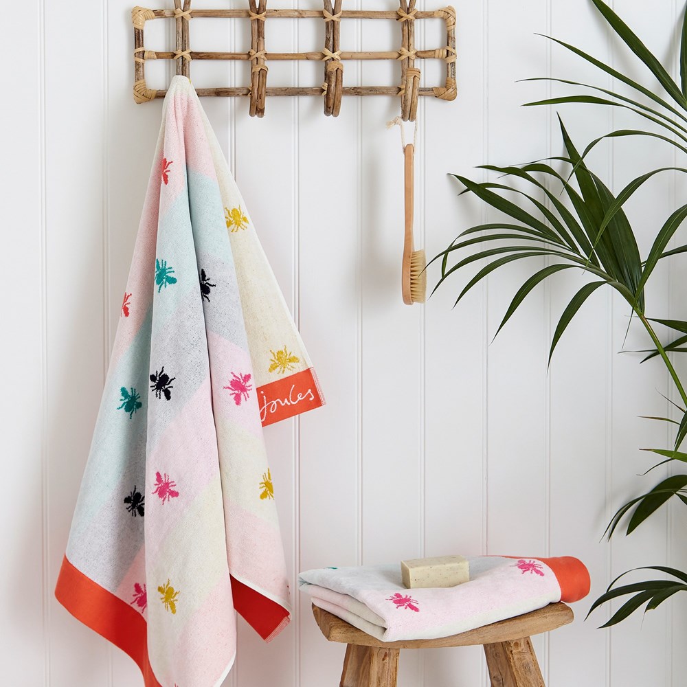 Rainbow Bee Cotton Towels by Joules in Multi